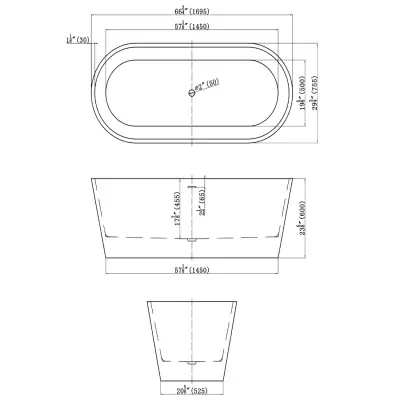DutchLine - Murano - Vrijstaand Ligbad - Mat Wit - 1700x750x580 - 2