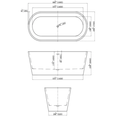 DutchLine - Murano - Vrijstaand Ligbad - Mat Wit - 1700x750x580 - 2