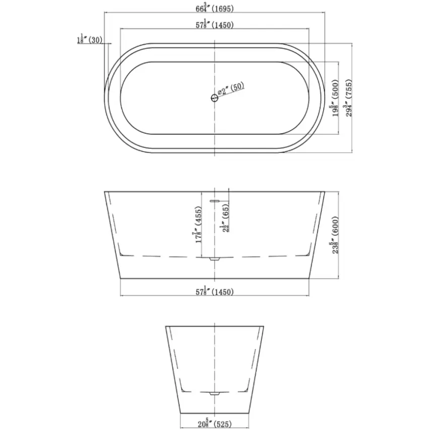 DutchLine - Murano - Vrijstaand Ligbad - Mat Wit - 1700x750x580 - 2