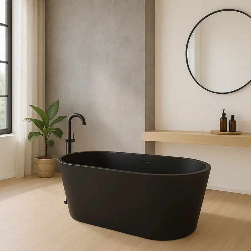 DutchLine - Murano Vrijstaand Ligbad - Mat Zwart - 1800x800x580 - 5