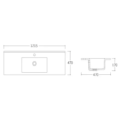 DutchLine - Ondiep Keramiek 60 - Met kraangat - Glans wit - 610x360x150 - 2