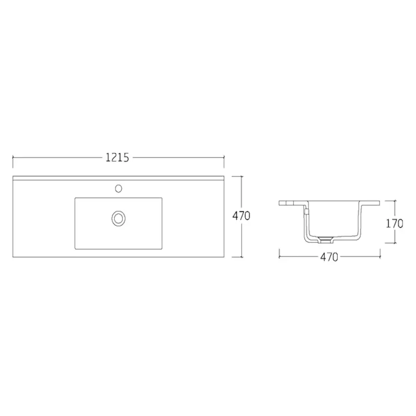 DutchLine - Ondiep Keramiek 60 - Met kraangat - Glans wit - 610x360x150 - 2