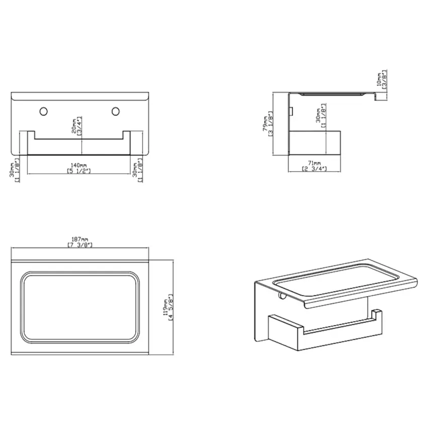 DutchLine - Phone Toiletrolhouder - Geborsteld messing - 2