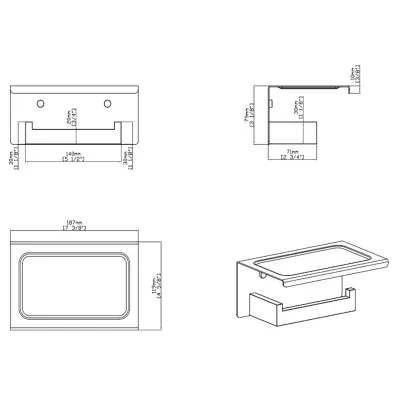 DutchLine - Phone Toiletrolhouder - Geborsteld staal - 2
