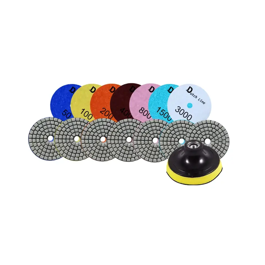 DutchLine - PolijstPadset 8-Delig 100MM - Inclusief M14 bodemplaat - 1