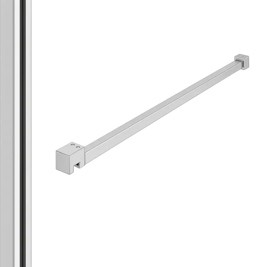 DutchLine - Profielset T.B.V. Slim Glasplaten - Muurprofiel 200cm - Stabilisatiestang 120cm - Chroom - 1