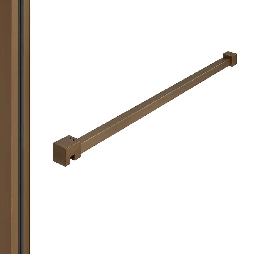 DutchLine - Profielset T.B.V. Slim Glasplaten - Muurprofiel 200cm - Stabilisatiestang 120cm - Geborsteld koper - 1