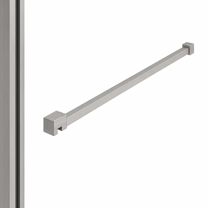 DutchLine - Profielset T.B.V. Slim Glasplaten - Muurprofiel 200cm - Stabilisatiestang 120cm - Geborsteld staal - 1