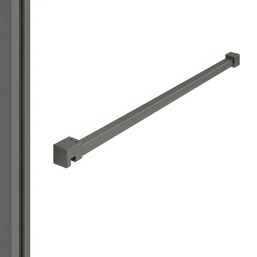 DutchLine - Profielset T.B.V. Slim Glasplaten - Muurprofiel 200cm - Stabilisatiestang 120cm - Gunmetal - 1