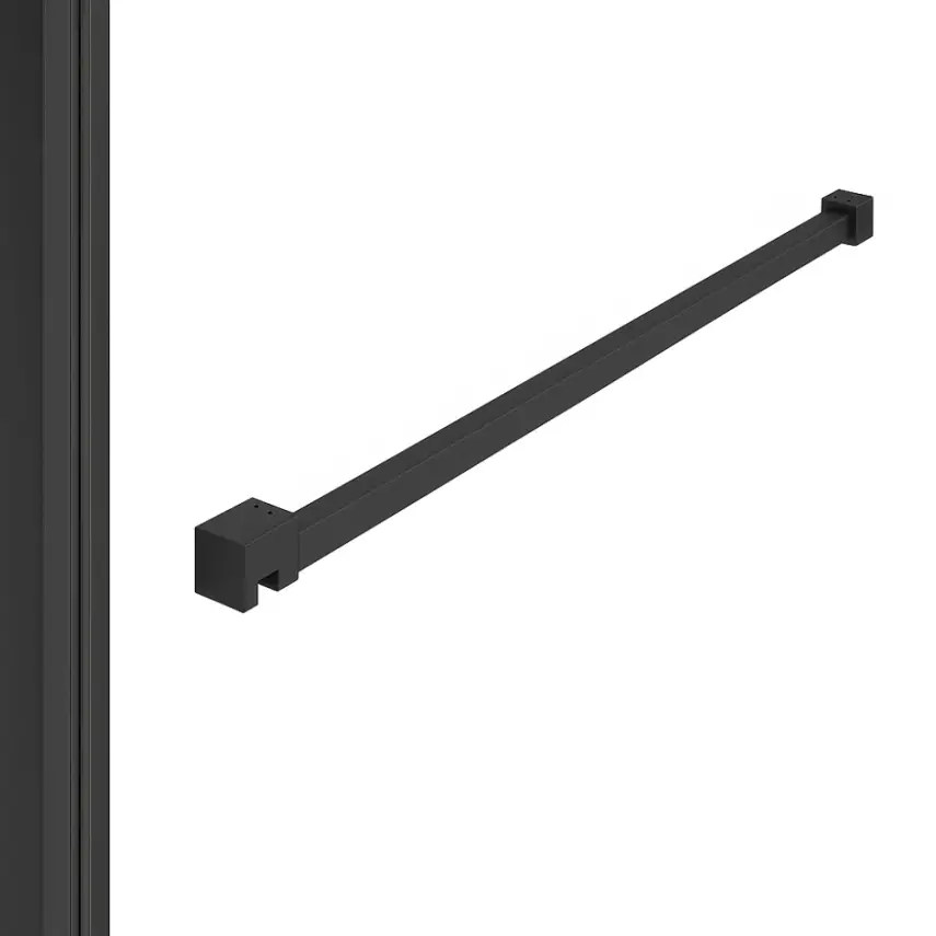 DutchLine - Profielset T.B.V. Slim Glasplaten - Muurprofiel 200cm - Stabilisatiestang 120cm - Mat zwart - 1