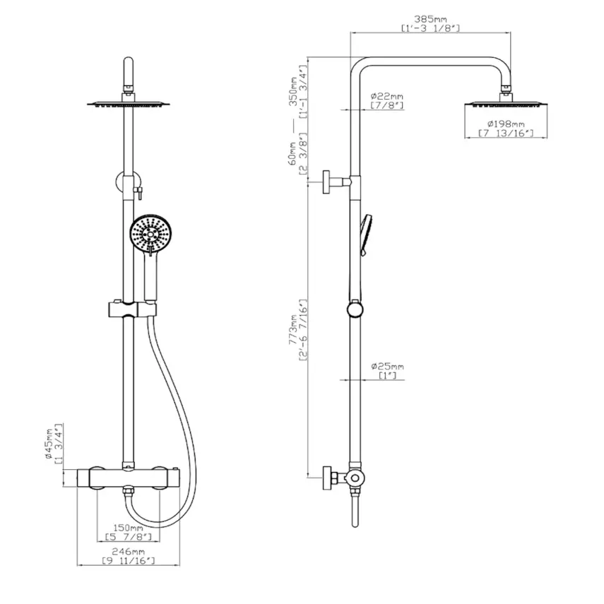 DutchLine - Project 200 Thermostatische Doucheopbouwset - Mat zwart - 2