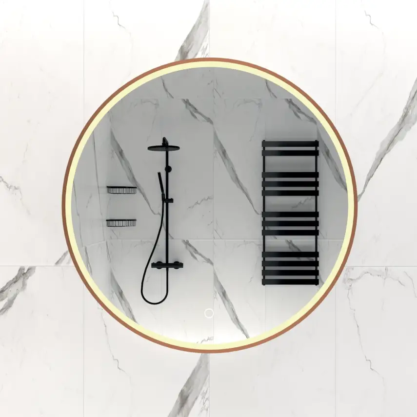 DutchLine - Ronde Luxe Ledspiegel - 100 - Geborsteld Koper - 1