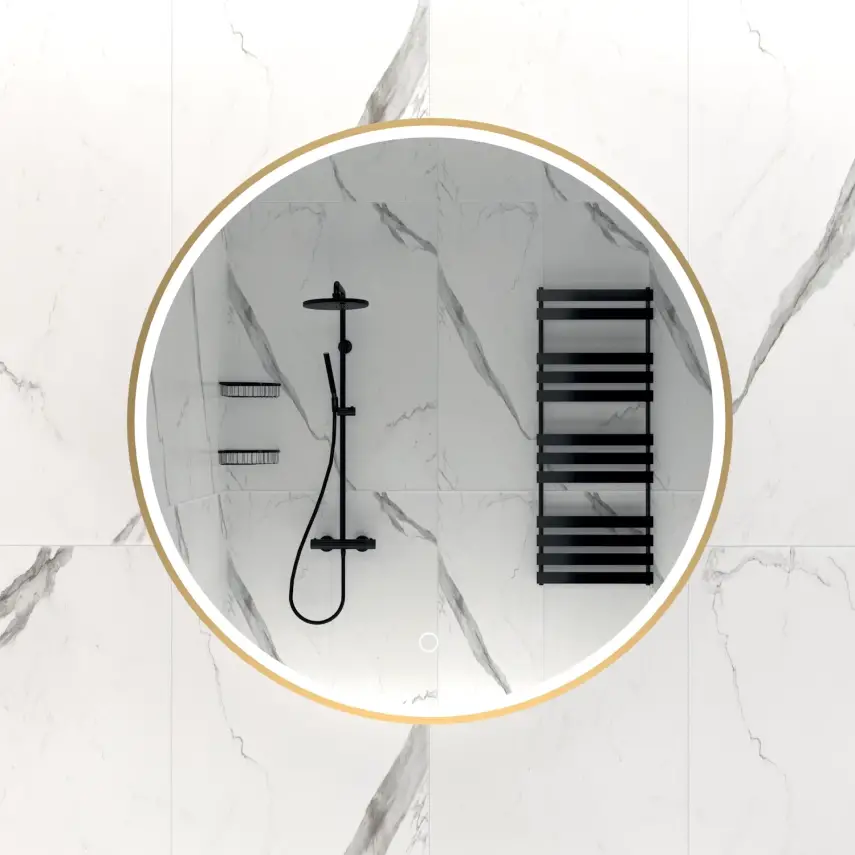 DutchLine - Ronde Luxe Ledspiegel - 100 - Geborsteld Messing - 1