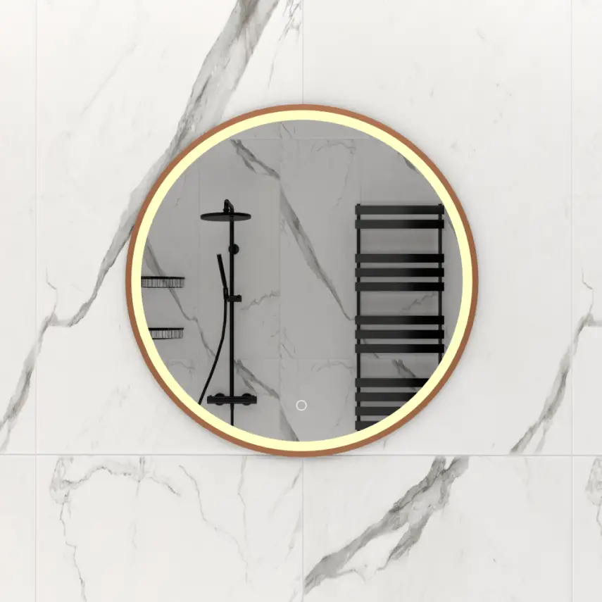 DutchLine - Ronde Luxe Ledspiegel - 60 - Geborsteld Koper - 1