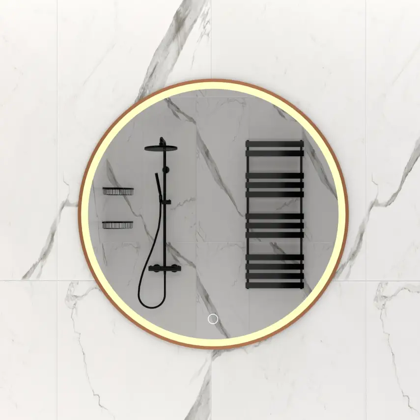 DutchLine - Ronde Luxe Ledspiegel - 80 - Geborsteld Koper - 1