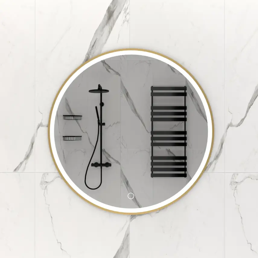 DutchLine - Ronde Luxe Ledspiegel - 80 - Geborsteld Messing - 1