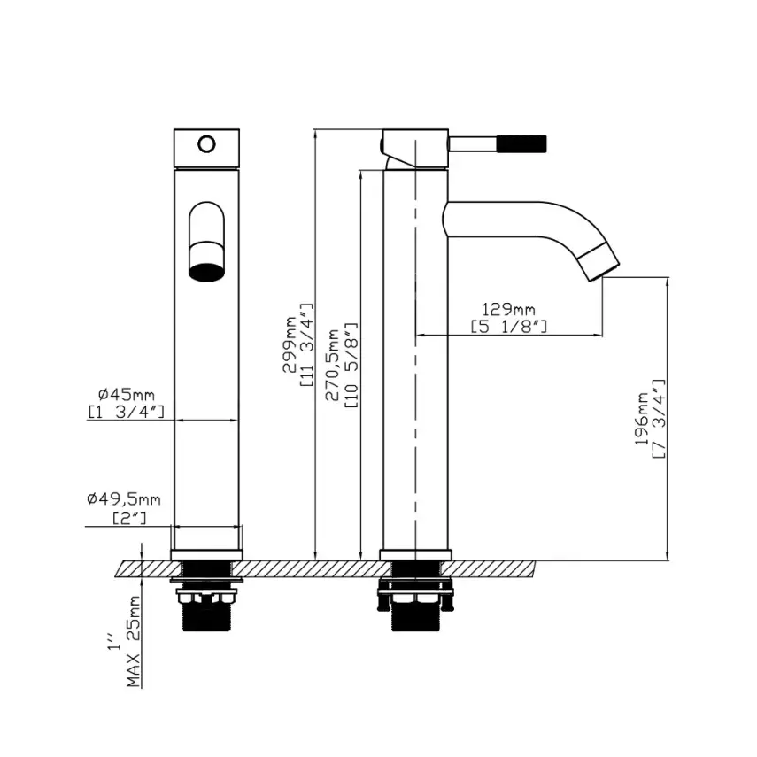 DutchLine - S-Grip Hoge Wastafelmengkraan - Geborsteld messing - 2