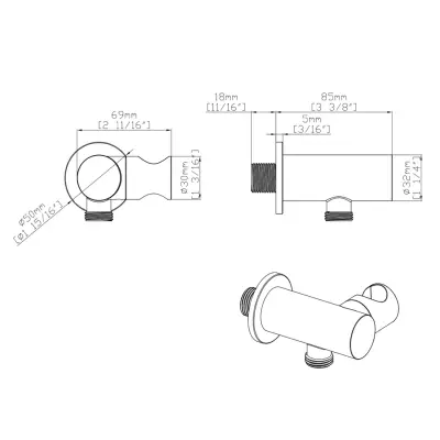DutchLine - S-Grip Kantelbare Handdouchehouder - Geborsteld koper - 2