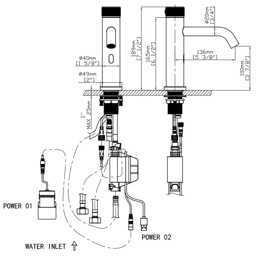 DutchLine - Sensorkraan Koud + Warm - Met Batterij of Stekker - Chroom - 2