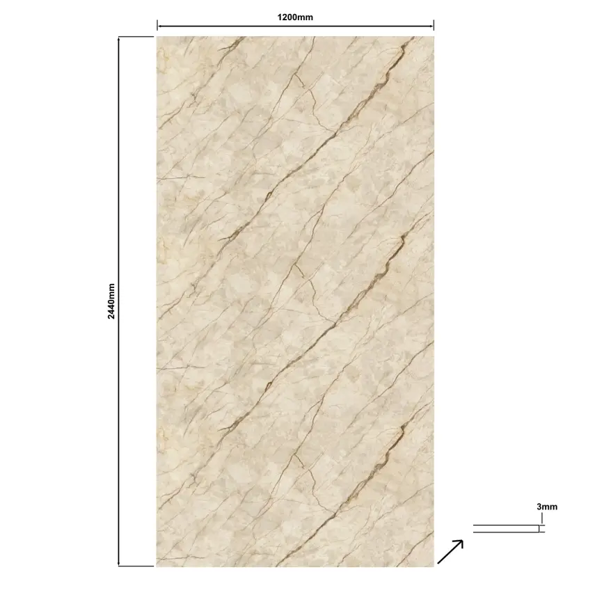 DutchLine - SPC Wandpaneel - Bolzono Beige Marmer Glans - 2