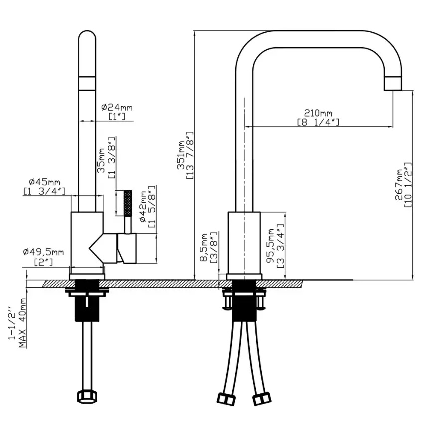 DutchLine - Square S-Grip Keukenmengkraan - Mat zwart - 2
