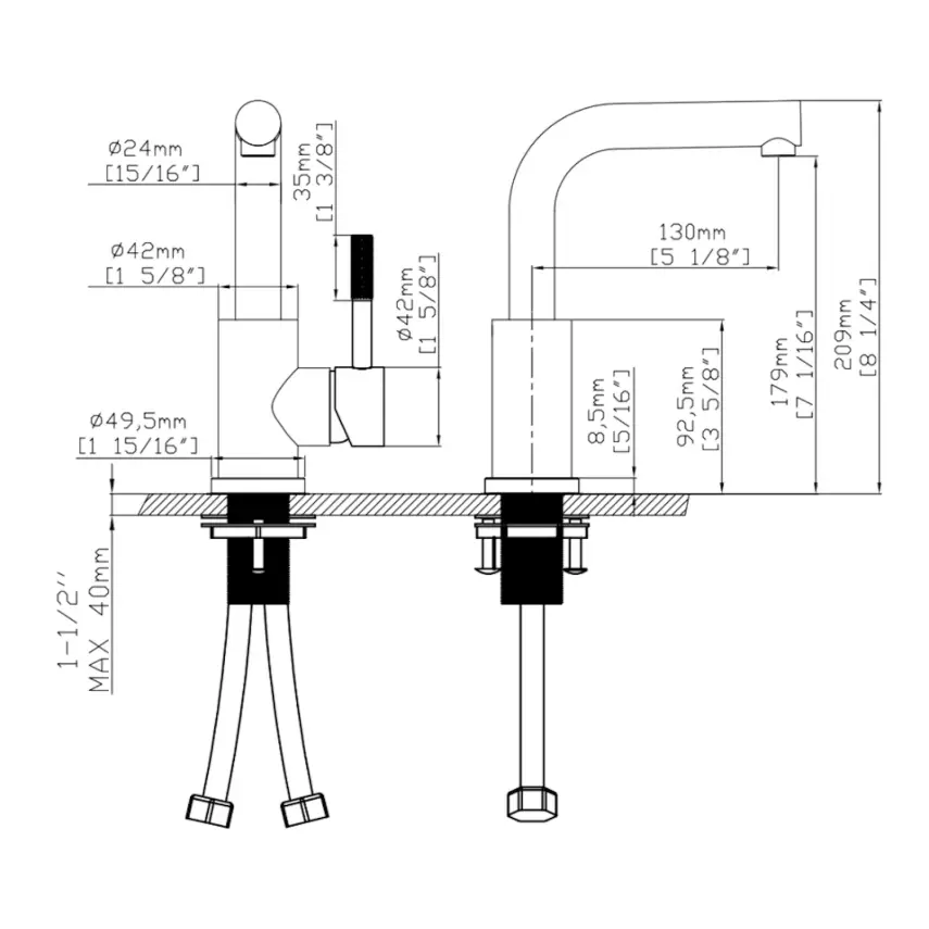 DutchLine - Square S-Grip Wastafelmengkraan - Geborsteld staal - 2