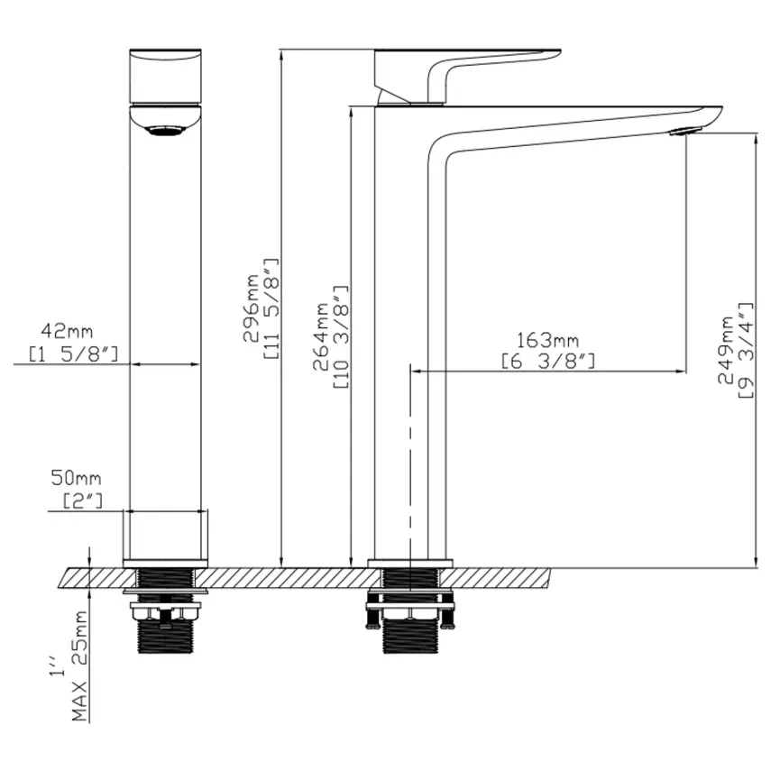 DutchLine - SVG Coldstart Hoge Wastafelmengkraan - Geborsteld staal - 2