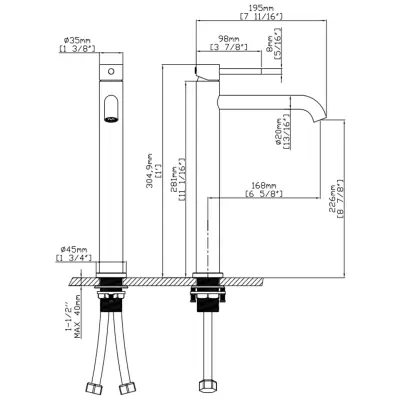 DutchLine - Thin Coldstart Hoge Wastafelmengkraan - Mat zwart - 2