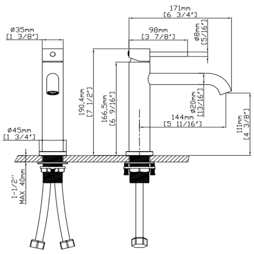 DutchLine - Thin Coldstart Wastafelmengkraan - Geborsteld messing - 2