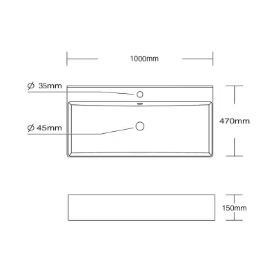 DutchLine - Tight Wastafel 100 - Glans Wit - 1 Kraangat - 2