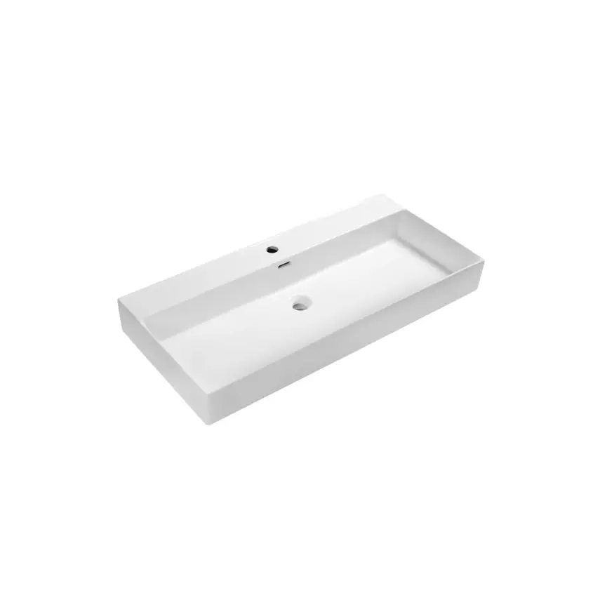 DutchLine - Tight Wastafel 100 - Glans Wit - 1 Kraangat - 1