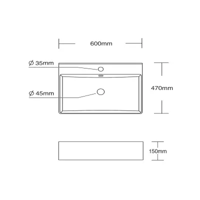 DutchLine - Tight Wastafel 60 - Glans Wit - 1 Kraangat - 2
