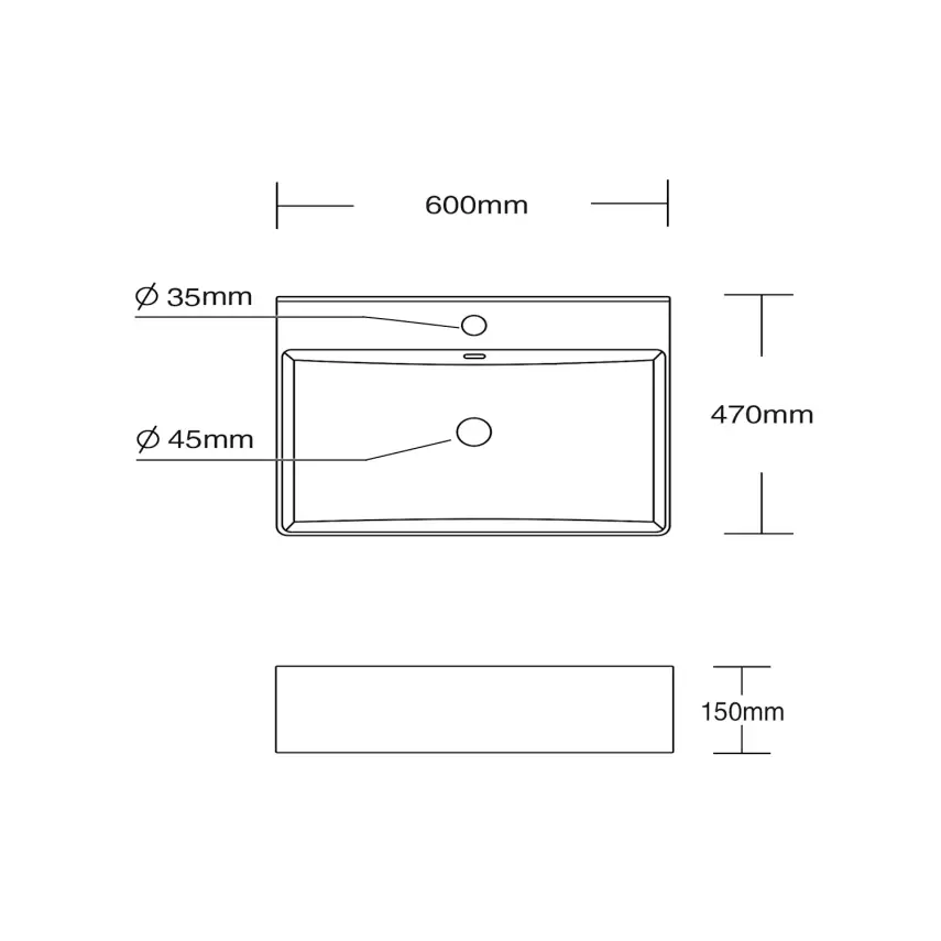 DutchLine - Tight Wastafel 60 - Glans Wit - 1 Kraangat - 2