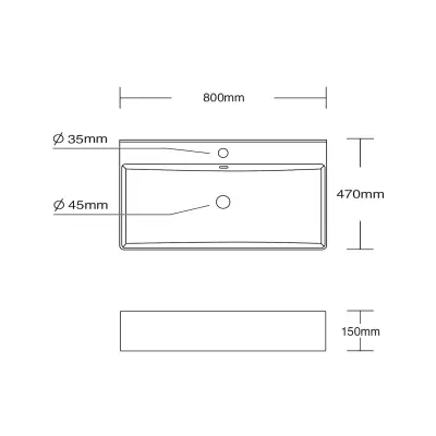 DutchLine - Tight Wastafel 80 - Glans Wit - 1 Kraangat - 2
