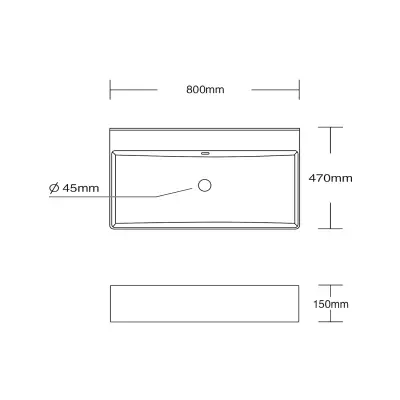 DutchLine - Tight Wastafel 80 - Mat Zwart - Zonder Kraangat - 2