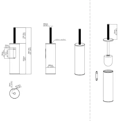 DutchLine - Toiletborstelhouder met Toiletborstel - Chroom - 2