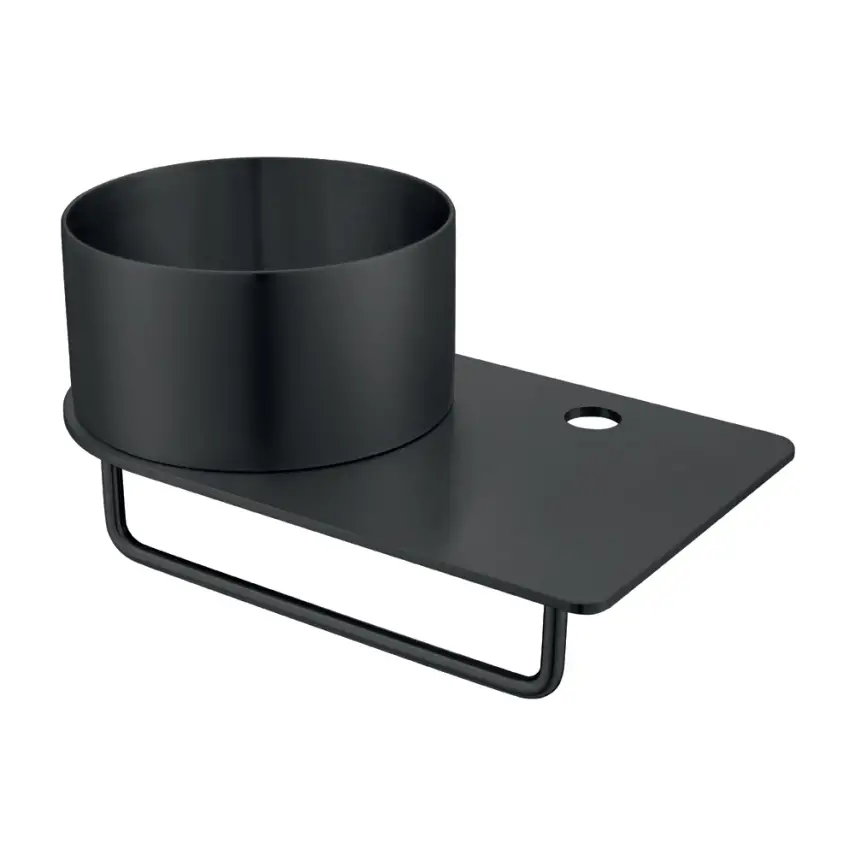 DutchLine - Toiletplanchet met waskom - 360x210x165 - Met Kraangat - Mat zwart - 1