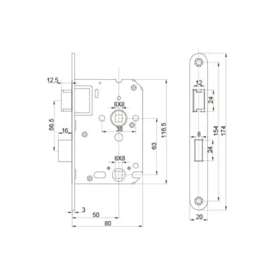 DutchLine - Vrij/Bezet Slot met Sluitplaat - Mat wit - 2