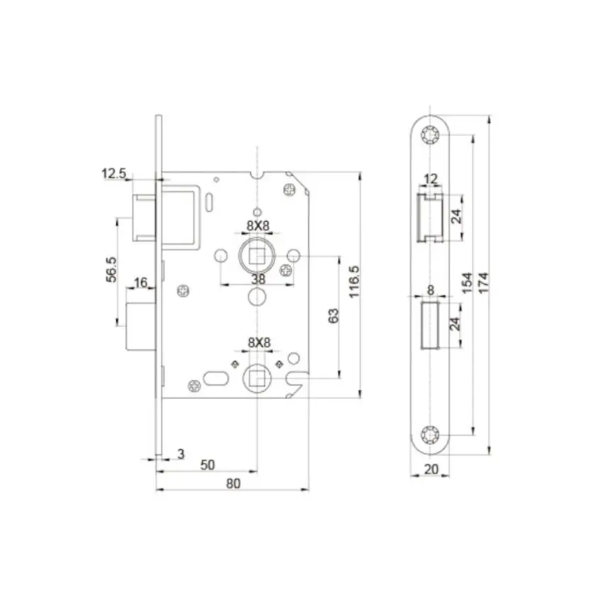 DutchLine - Vrij/Bezet Slot met Sluitplaat - Mat wit - 2