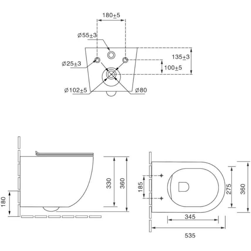 DutchLine - Wandcloset - Glans Wit - Luccio Rimless - 2