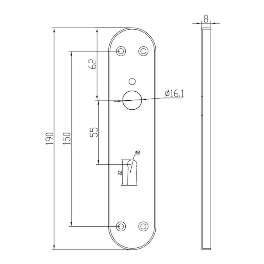 DutchLine - Winston Lange Schild Kamerdeursleutel - Chroom - 1