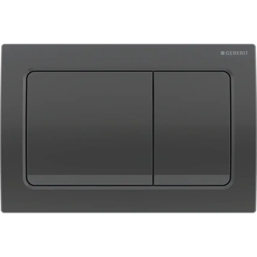 Geberit Alpha 01 Bedieningsplaat - 2-Toets Spoeling - Rechthoekige Knoppen - Zwart Chroom - 1
