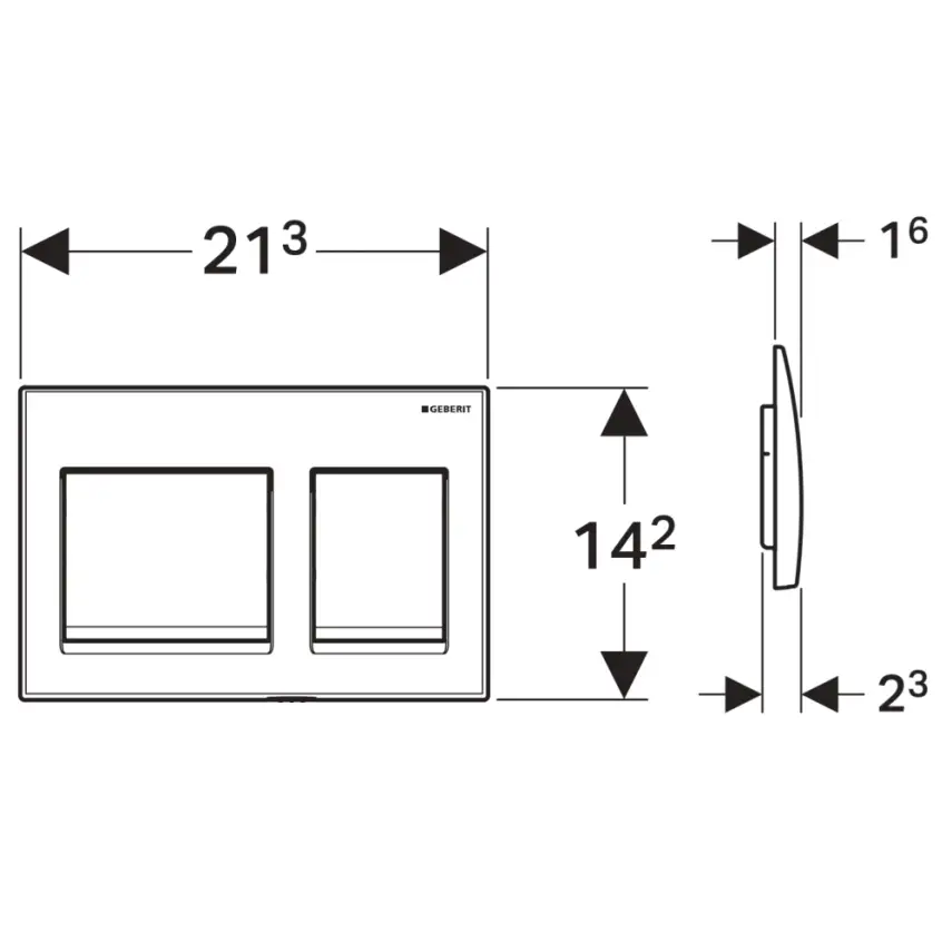 Geberit Alpha 25 Bedieningsplaat - 2-Toets Spoeling - Rechthoekige Knoppen - Wit - 2