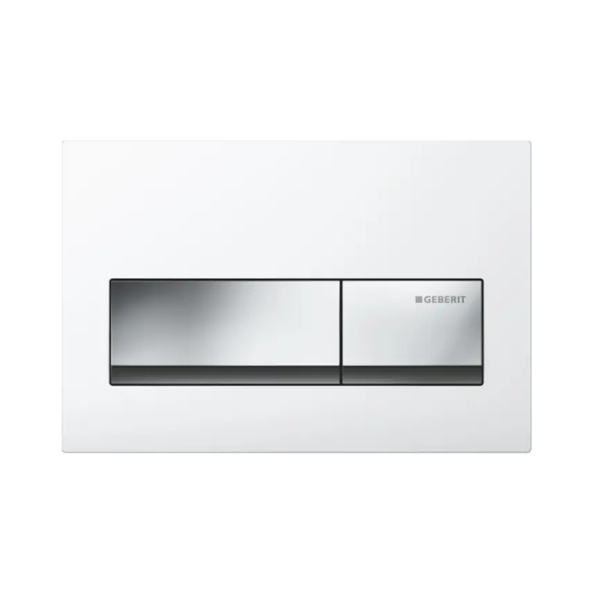 Geberit Alpha 50 Bedieningsplaat - 2-Toets Spoeling - Rechthoekige Knoppen - Wit - 1