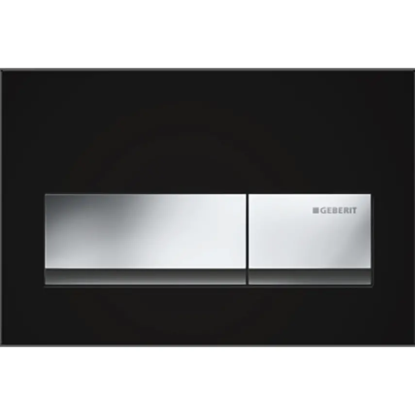 Geberit Alpha 50 Bedieningsplaat - 2-Toets Spoeling - Rechthoekige Knoppen - Zwart - 1