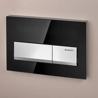 Geberit Alpha 50 Bedieningsplaat - 2-Toets Spoeling - Rechthoekige Knoppen - Zwart - 3