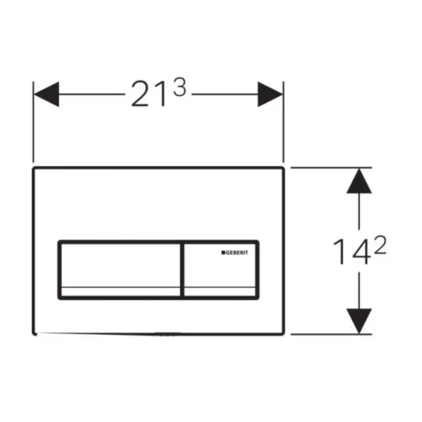 Geberit Alpha 50 Bedieningsplaat - 2-Toets Spoeling - Rechthoekige Knoppen - Zwart - 2