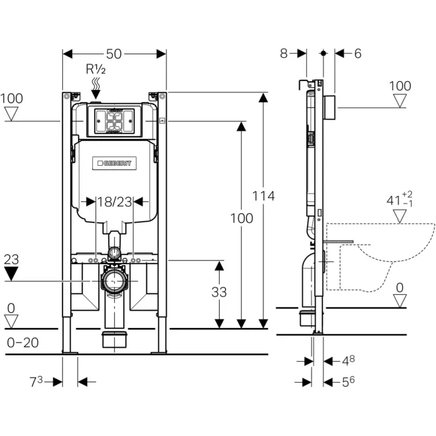 Geberit Alpha Inbouwreservoir 8 cm Duofix - 2