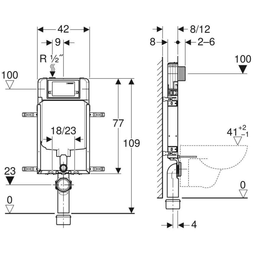 Geberit Alpha Inbouwreservoir 8 cm Kombifix met poten voor vloerconstructies - 2