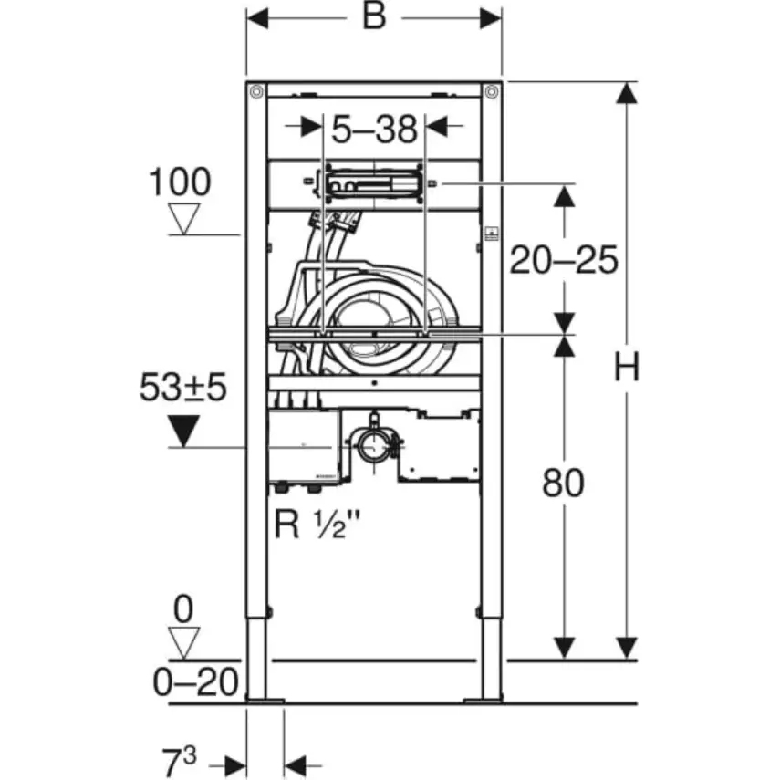 Geberit Duofix Wastafel Element, 112–130 cm, Geberit ONE Wandkraan Met Inbouw-Functiebox - 2